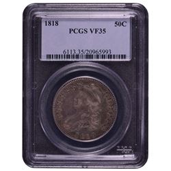 1818 Bust Half Dollar Coin PCGS VF35