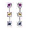 Image 1 : 14KT White Gold 1.34ctw Multi Color Sapphire and Diamond Earrings