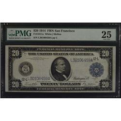 1914 $20 San Francisco Federal Reserve Note PMG 25