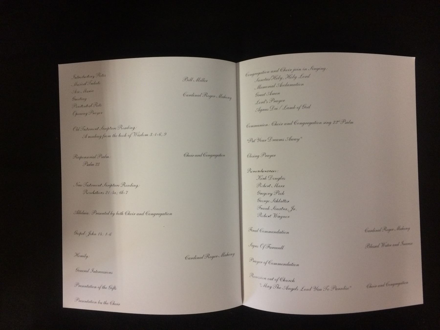 1998 Frank Sinatra Funeral Mass Program