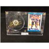 Image 1 : STEVE SMITH SIGNED EDMONTON OILERS HOCKEY PUCK/ TRADING CARD DISPLAY