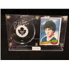 Image 1 : RICK VAIVE SIGNED MAPLE LEAFS HOCKEY PUCK/ TRADING CARD DISPLAY