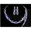 Image 1 : 3PC Royal Blue, Clear Rhinestones Necklace, Earrings & Bracelet Set