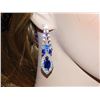 Image 3 : 3PC Royal Blue, Clear Rhinestones Necklace, Earrings & Bracelet Set