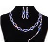 Image 4 : 3PC Royal Blue, Clear Rhinestones Necklace, Earrings & Bracelet Set