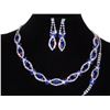 Image 5 : 3PC Royal Blue, Clear Rhinestones Necklace, Earrings & Bracelet Set