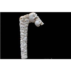 Skulls Group Carved Handle 152mm in Deer Antler Bali Carving