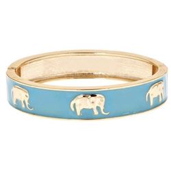 Enamel Elephant Hinged Bangle Bracelet