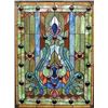 Image 1 : Hand-crafted Victorian Design Stained Glass with Cabochons Window Panel