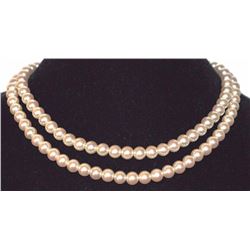 Necklace Pearl White Beige Cream Multi 2 Strand Silver Designer 8mm 17" Japan