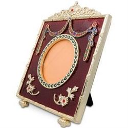 5" Faberge Square Red Enameled Guilloche Russian Antique Style Picture Frame