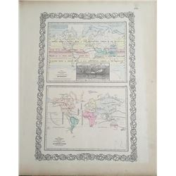 19thc Pair of Colton World Atlas Maps