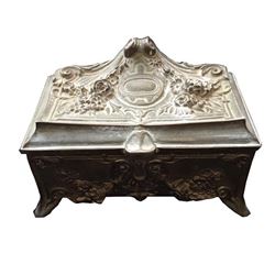 Baroque Floral Pewter Trinket, Jewel Casket Box