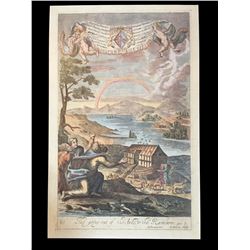 Machine Colored Print, Noah's Ark & Rainbow