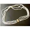 Image 1 : 14K YELLOW GOLD LARGE CLASP 4-STRAND FRESHWATER OVAL WHITE PEARL NECKLACE-19"