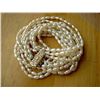Image 3 : 14K YELLOW GOLD LARGE CLASP 4-STRAND FRESHWATER OVAL WHITE PEARL NECKLACE-19"