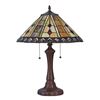Image 2 : GODWINE Tiffany-style 2 Light GeometricTable Lamp 16" Shade - Table Lamp