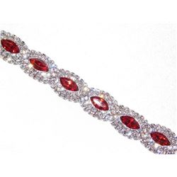 Red Ruby Marquise And Round Rhinestone Crystal Bracelet