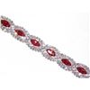 Image 1 : Red Ruby Marquise And Round Rhinestone Crystal Bracelet