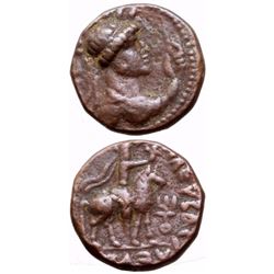 Kushans Indo Skythian Soter Megas Ae Tetradrachm Coin 80-100 Ad