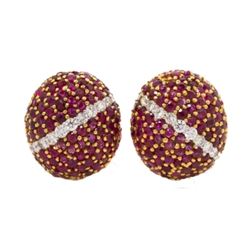 Spectacular Cartier Style Ruby & Diamond Earrings