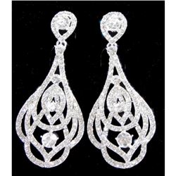 Silver Clear Rhinestone Drop Dangle Earrings