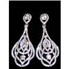 Image 4 : Silver Clear Rhinestone Drop Dangle Earrings