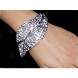 Glamorous Clear Crystal Leaf Hinge Bracelets / Bangle / Cuff