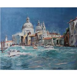 Signed Italian Impressionist Landscape Oil Painting, Venice