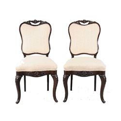 Pair of Mid19thc Carved Rosewood Side Chairs