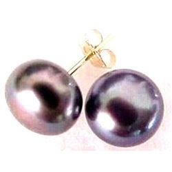 10-11mm Aaa South Sea Black Pearl Stud Earrings 14k