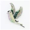 Image 1 : Iridescent Emerald Green Crystal Rhinestone Sparrowbrooch