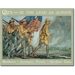 TIN SIGN vintage style military war scene firearm ad 1702