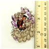 Image 2 : Purple Crystal Brooch Lavender Rhinestone Amethyst Broach.