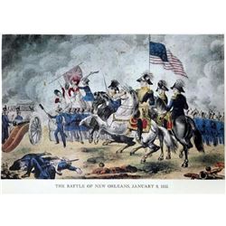 After Nathaniel Currier, Fine Art Modern Lithograph, The Battle Of New Orleans - 1815