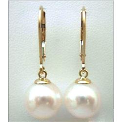 Aaa 12-11mm Genuine South Sea White Natural Pearl Earrings 14k Yellow Gold