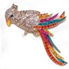 Image 2 : Multicolor Crystal Gold Parrot Brooch / Pin