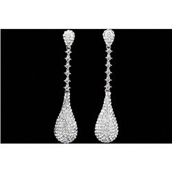 Clear Czech Crystal & Rhinestone Long Drop Chandelier Earrings