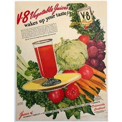 1940's V-8 Vegetable Juice Magazine Advertisement