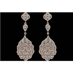 Art Deco Style Czech Crystal & Rose Gold Chandelier Earrings