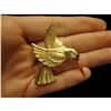 Image 3 : Vintage Textured Gold Tone Hummingbird Bird in Flight Red Rhinestone Brooch Pin