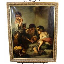 Oil On Canvas After Murillo Boys Playing Dice