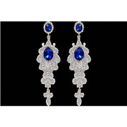 Royal Blue Czech Crystal Chandelier Drop Earrings