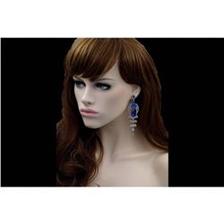 Royal Blue Czech Crystal & Rhinestone Chandelier Earrings