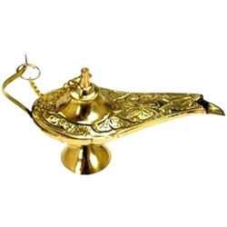 Vintage Tibetan Brass Aladdin Genie Oil Lamp Incense Burner