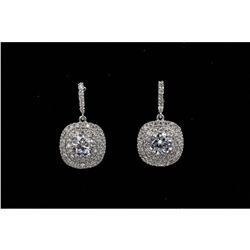 18k White Gold Plated Cubic Zirconia Cz Drop Dangle Earrings