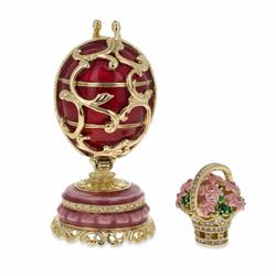 1899-1903 Spring Flowers In Red Russian Faberge-Inspired Egg 3"