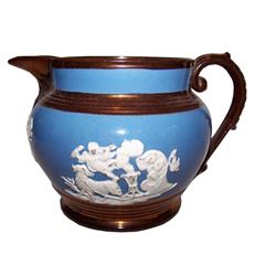 19thc Staffordshire Cherub Copper Lustre Pitcher