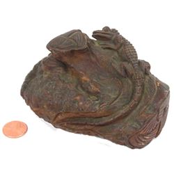 Folk Art Carved Burl Figure Of An Alligator. Height 3"; Length 4 1/2"