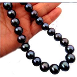 Rare 10-11mm Tahitian Black South Sea Aaa+ Pearl Necklace 20 Inch 14k Gold Clasp